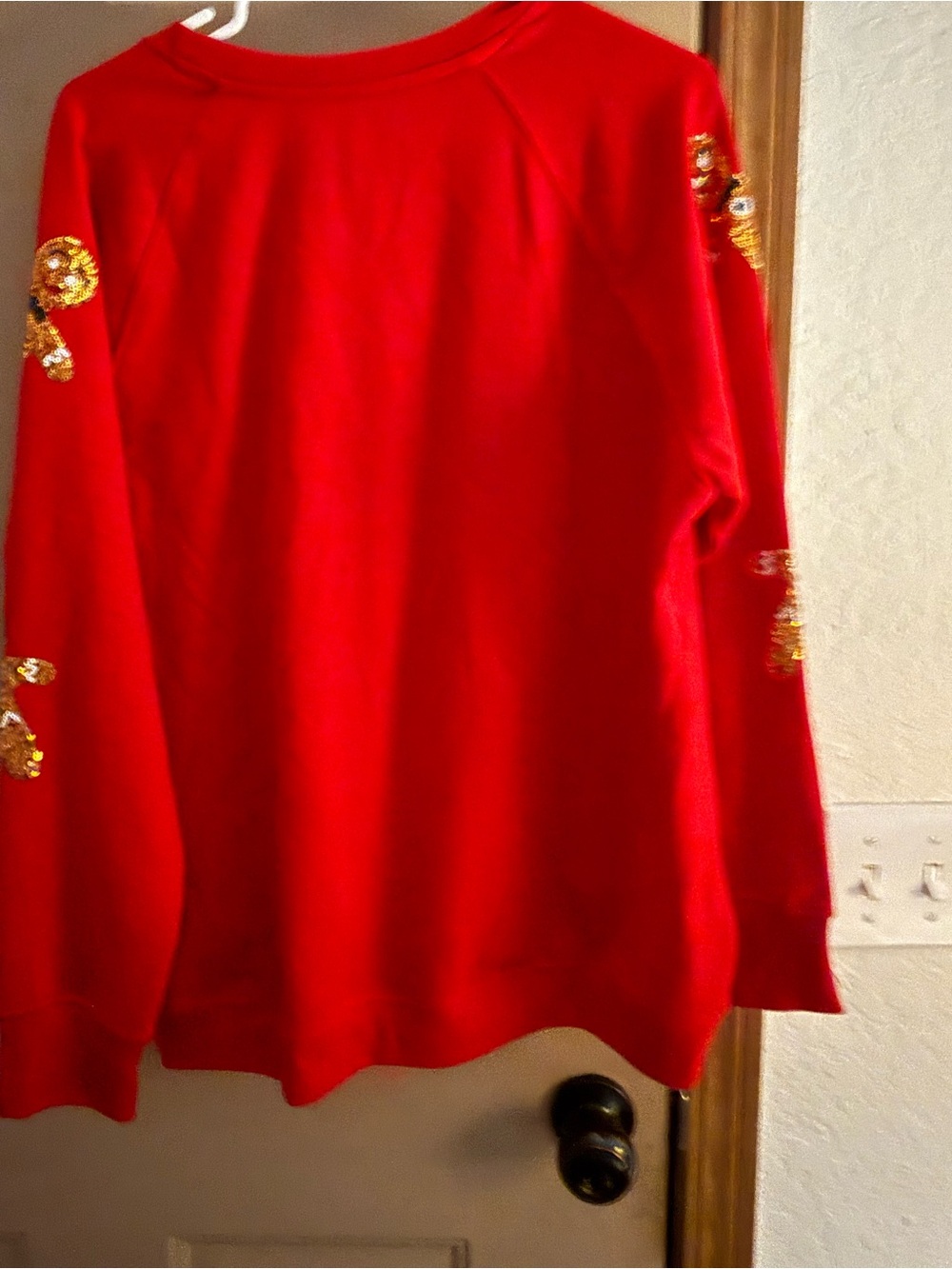 Philosophy Red Sweatshirt with Gold Sequin Gingerbread Motif - Picture 7 of 7